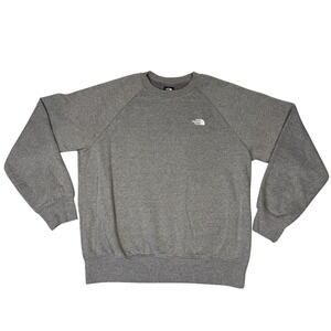 The North Face Mens Gray Crewneck Sweatshirt Raglan Fleece Pullover Large L